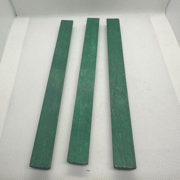 Set Of 3 Green Wooden Replacement Lincoln Logs Building Toy Pieces - Picture 2 of 2